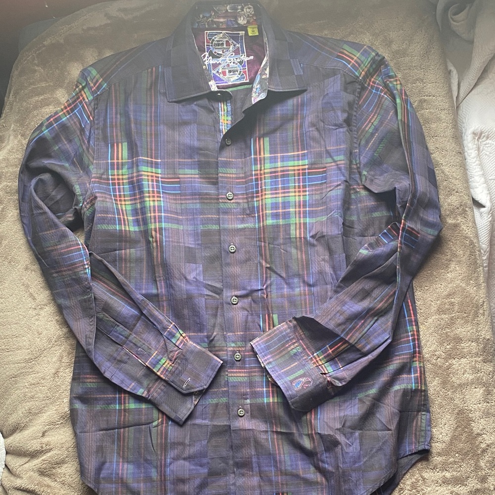 Men's Plaid Button-Down Shirt - Purple Multi